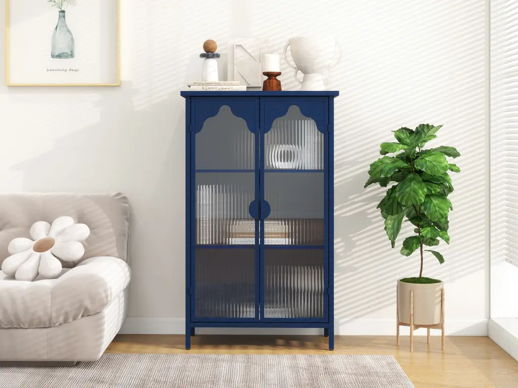 2 Doors Metal Storage Cabinet Presentation Cabinet Glass Doors Modern Display rnb