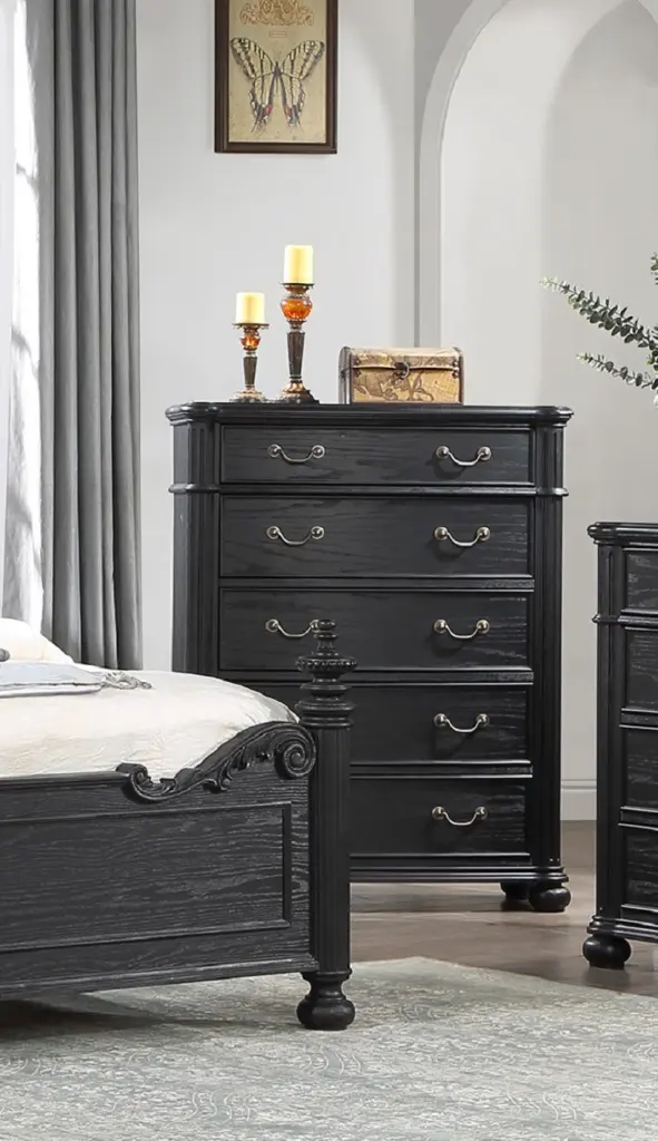 1Pc Traditional Vintage Antique Drawer Pull 5 Drawer Chest Black Gray kanepe