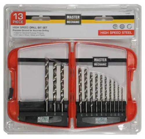 Master Mechanic 120485 High Speed Steel Drill Bit Set 13-Piece DIY and Professional Use