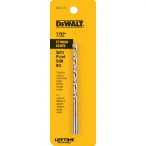 DeWalt DW1314 Titanium Split Point Drill Bit 7/32 Inch High Performance Drill Bit