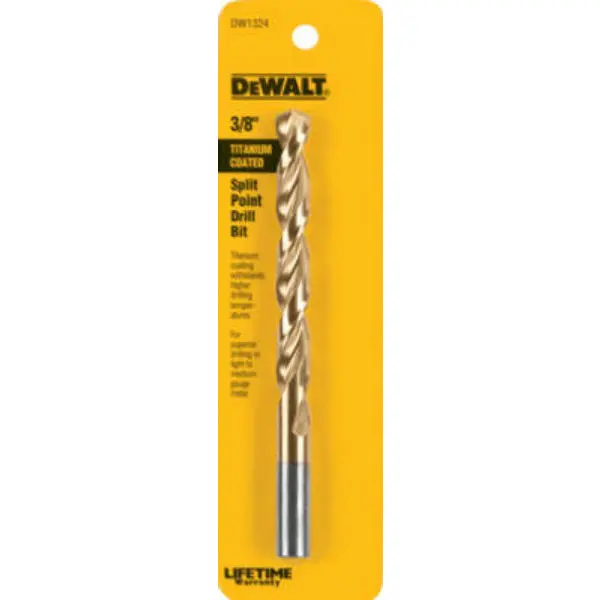 DeWalt DW1324 3/8 Inch Titanium Split Point Drill Bit Precision Drilling