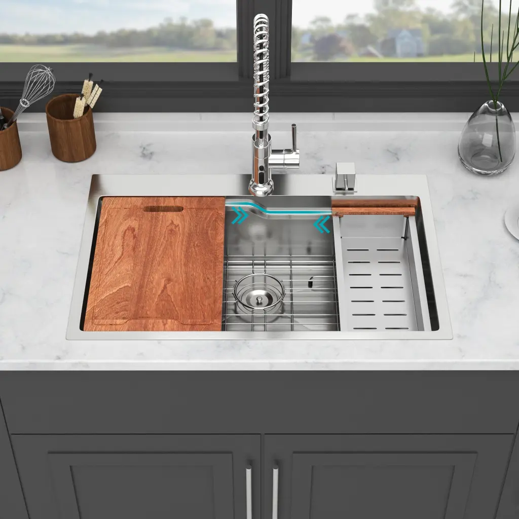33 Inch Drop Kitchen Sink 33x22 Inch Topmount Single Bowl Stainless Steel lordear