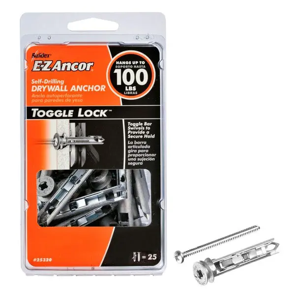 E-Z Ancor Toggle-Lock Self-Drilling Drywall Anchors 100 Lb 25-Count 25320