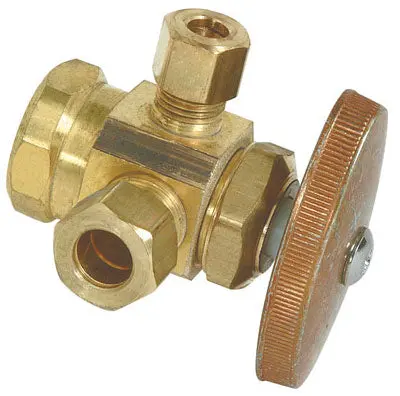Brass Craft R1700RX-RD Dual Outlet Valve Rough Brass Water Supply BrassCraft