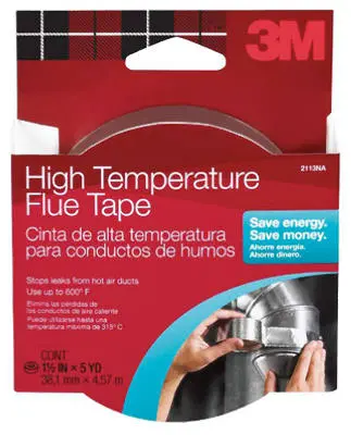 3M 113 High-Temperature Flue Tape 1-1/2 Inch x 15 Feet Silver