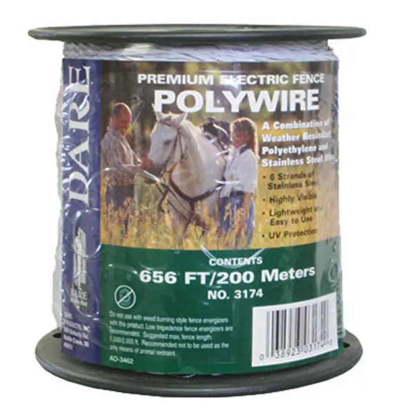 Dare 3174 Premium Electric Fence Ply Wire White 656 Feet