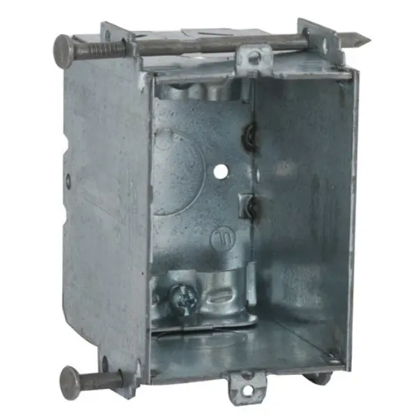 RACO 8355 Steel S Bracket Switch Box Attached Nails, 3" x 2-7/8" Deep