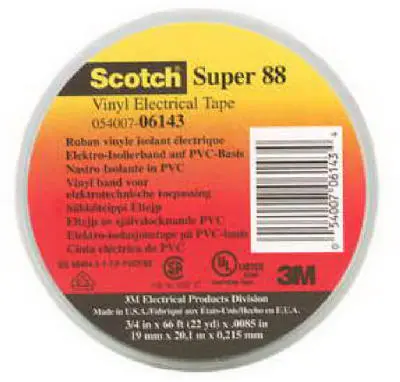 Scotch 6143-BA-100 Super 88 Premium Vinyl Electrical Tape 3/4" x 66' Black