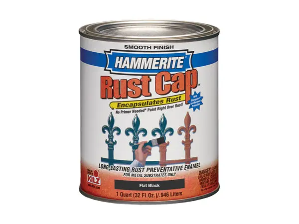 Hammerite 44235 1 Qt Flat Black Rust Cap Smooth Enamel Paint and Primer