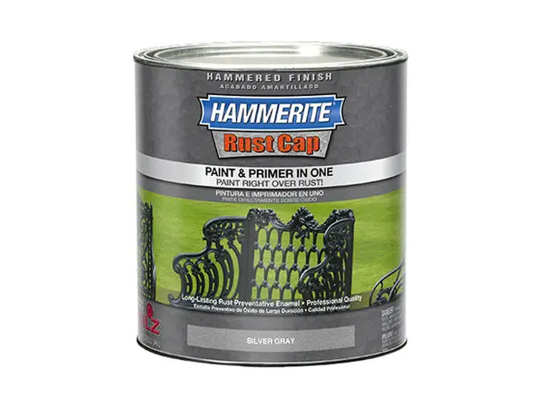 Hammerite Rust Cap Hammered Enamel Paint Silver Gray Brush Grade 1 Qt