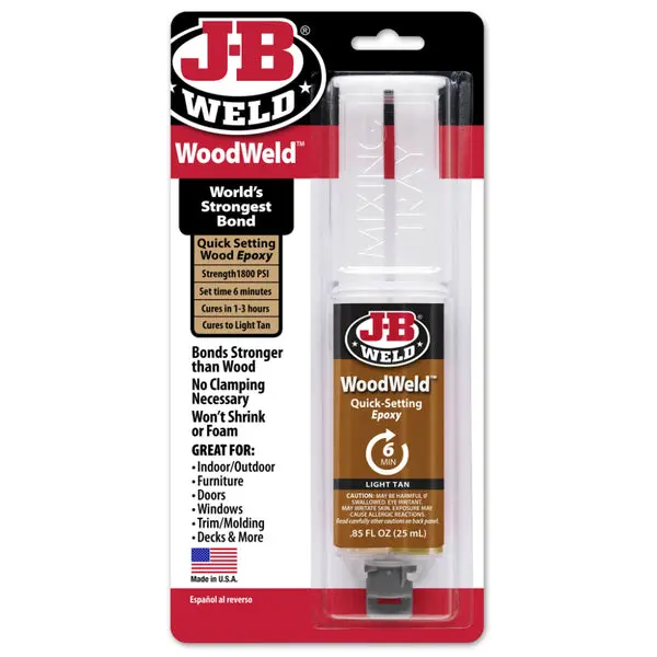 J-B Weld 50151 WoodWeld Quick-Setting Epoxy Syringe 25 ml Light Tan