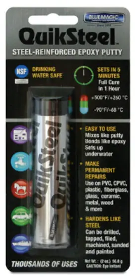 QuikSteel 16002US Steel Re-Enforced Epoxy Putty 2 Oz Metal Repair and Bonding