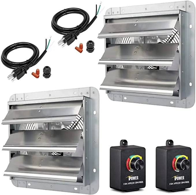 Ipower 10 Inch Shutter Exhaust Fan Light Metal Controller And Power Cord w1134dhs