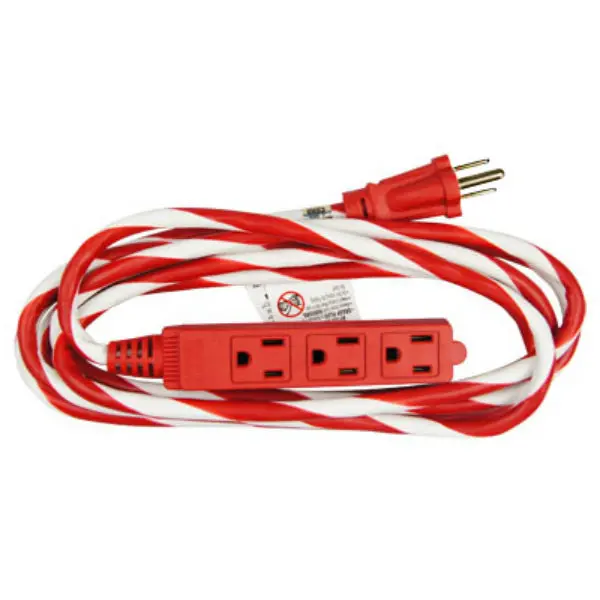 Master Electrician KAB2/KAB2F3 Candy Cane Cord 10 Foot Red & White Holiday Extension Cord