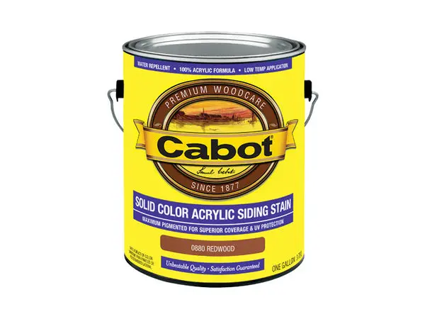 Cabot 0880-07 Solid Color Acrylic Siding Stain Redwood 1 Gallon Exterior Wood Protection