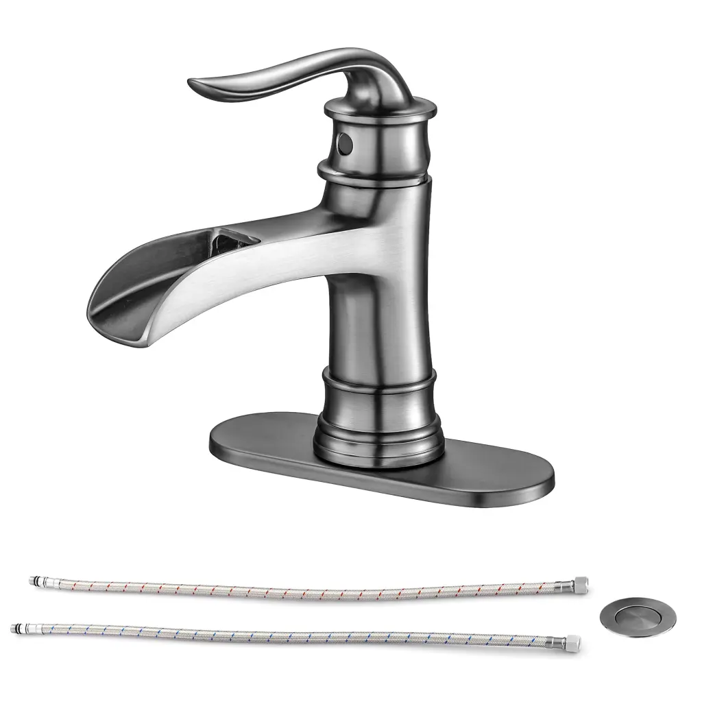 Single Handle Waterfall Spout Bathroom Faucet Pop Up Drain lordear