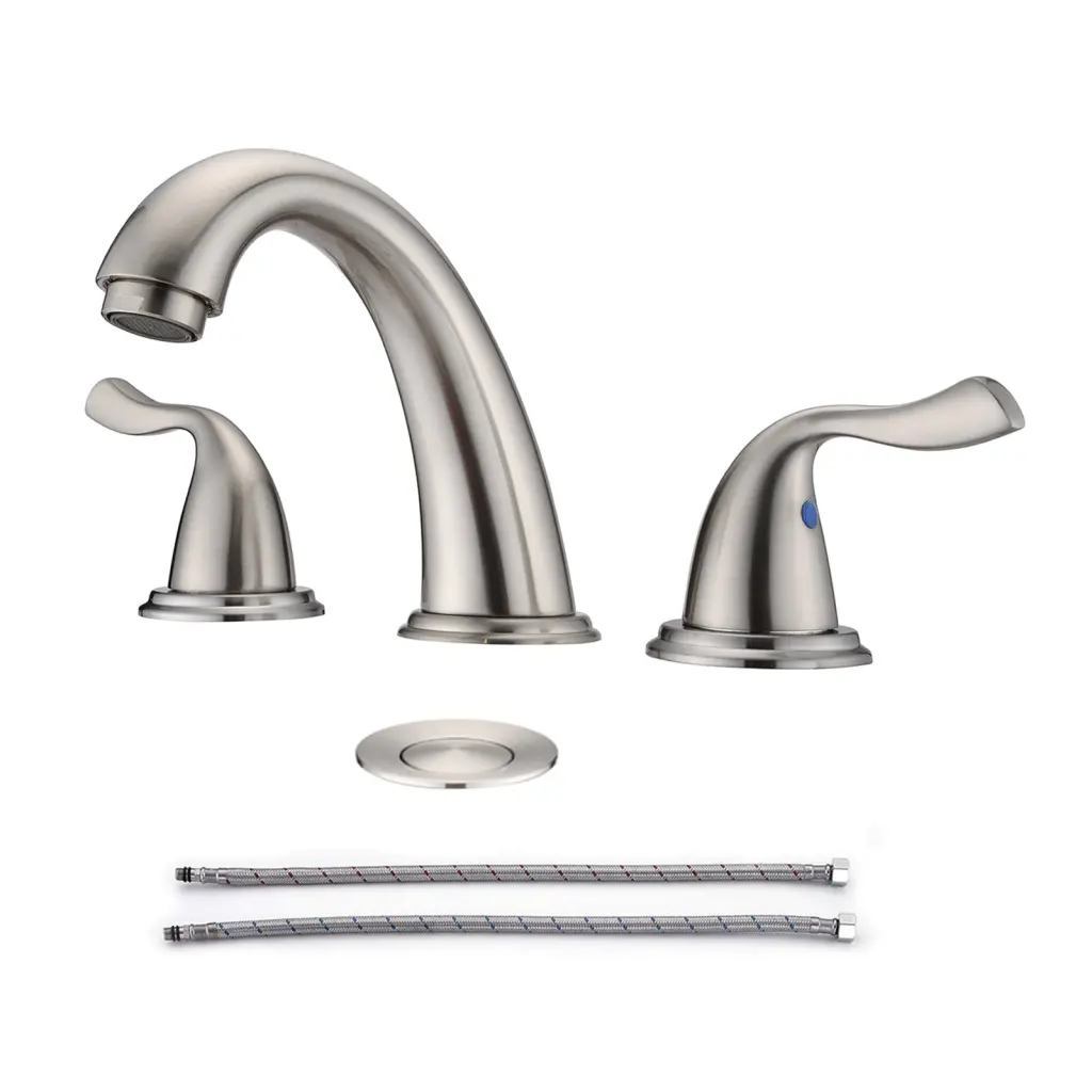 8 Inch 3 Holes 2 Handles Bathroom Sink Faucet Brushed Nickel Finish mexile