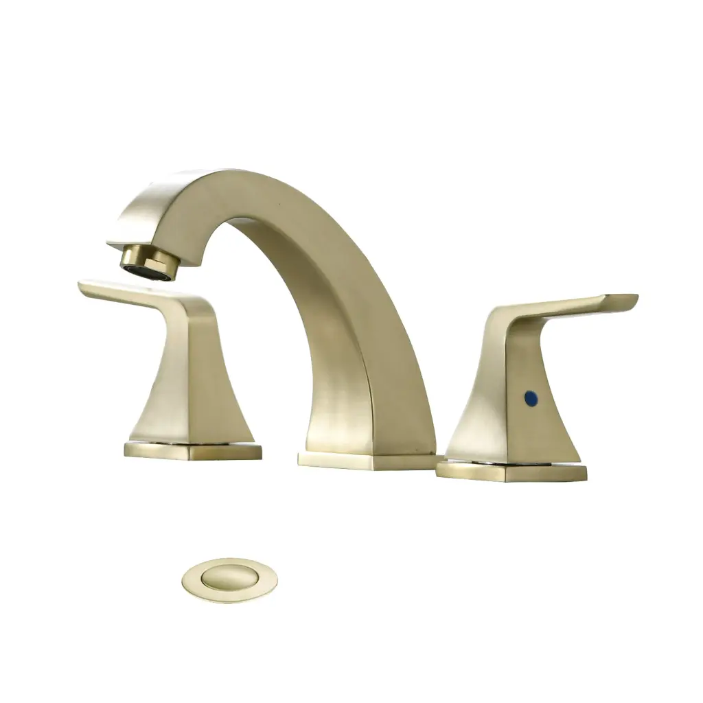 Widespread 2 Handle Bathroom Faucet Pop Up Sink Drain Brushed Gold mexile