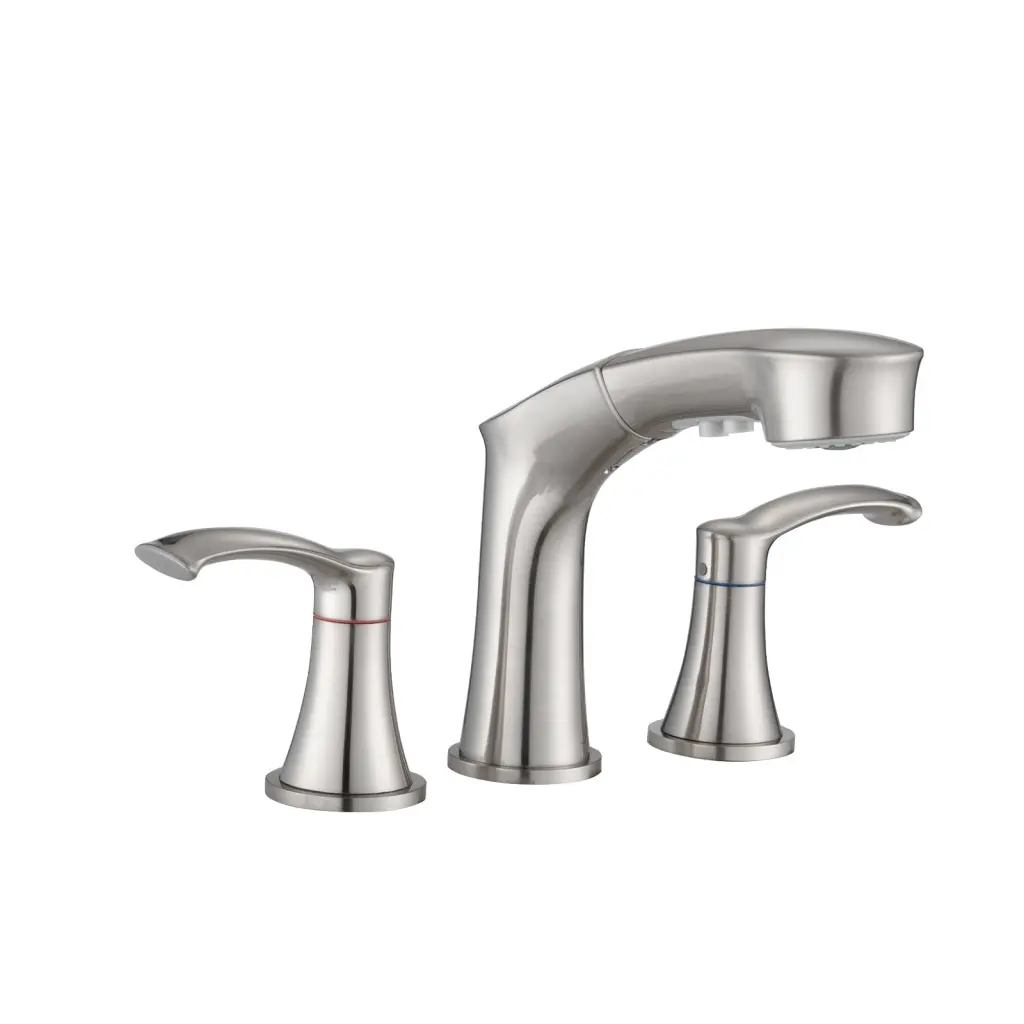 Widespread Pull Out Sprayer Bathroom Faucet 2 Handle Sink Faucet mexile