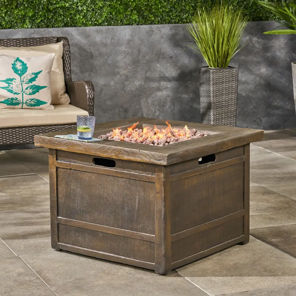 50,000 BTU Outdoor Featherweight Concrete Gas Burning Fire Pit 32 Inch nh-bc furniturings