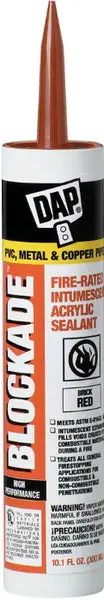 Dap 18858 Blockade Fire-Rated Intumescent Acrylic Latex Sealant 10.1 Oz Red Fireproof Caulk