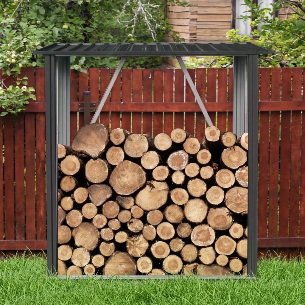3Ft X 5Ft Outdoor Metal Firewood Rack Open Wood Shed Firewood Pellets Storage w-540 wwc
