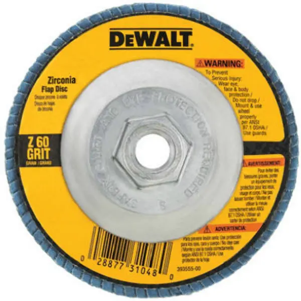 DeWalt DW8312 High Performance Zirconia Flap Disc 60 Grit 4-1/2" x 5/8"-11 Metal Grinding