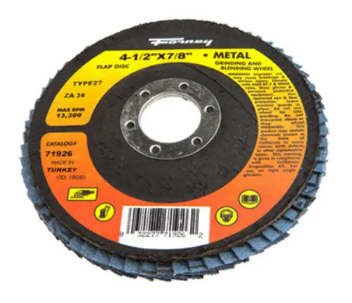 Forney 71926 Blue Zirconia Flap Disc 36 Grit Type 27 4.5 Inch Aggressive Grinding