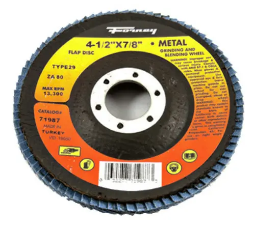 Forney 71987 Blue Zirconia Flap Disc 80 Grit Type 29 4.5x7/8 Arbor ZA80