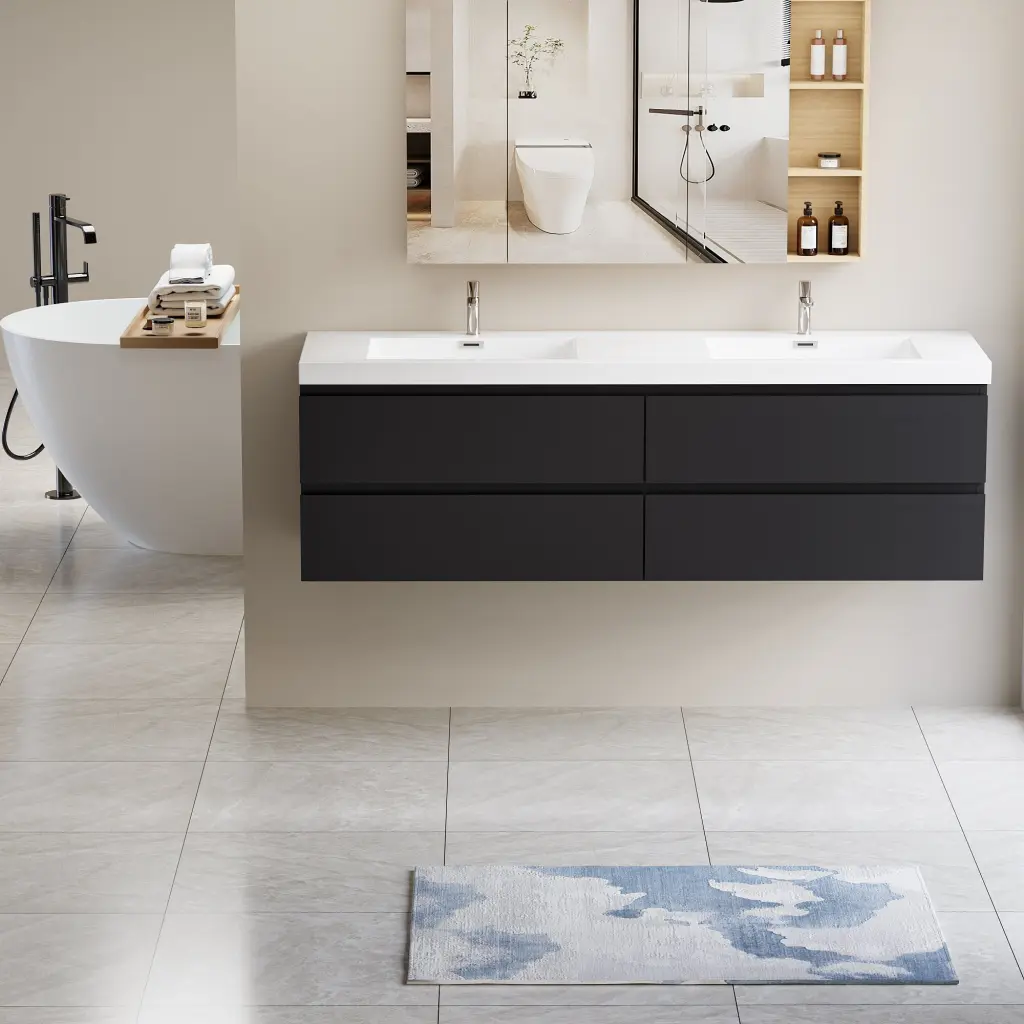 72 Inch Floating Bathroom Vanity Sink Modern Wall Mounted Bathroom Storage bathin
