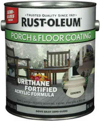 Rust-Oleum 244057 Semi-Gloss Porch & Floor Coating 1 Gallon Dove Gray High Shine