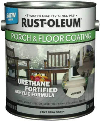 Rust-Oleum Porch & Floor Urethane Finish Satin 1 Gallon Dove Gray Durable Coating