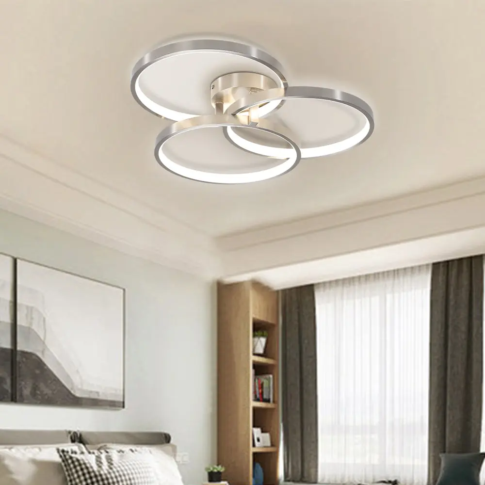 Contemporary Semi Flush Mount Ceiling Light Three Ring Design lighting commune