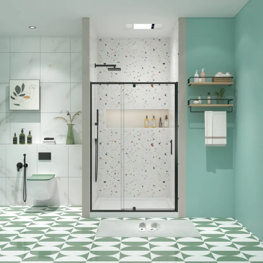 44 48 Inch W X 71 Inch H Pivot Swing Crystal Shower Door Pivot Frame Sliding Shower Door pro shower