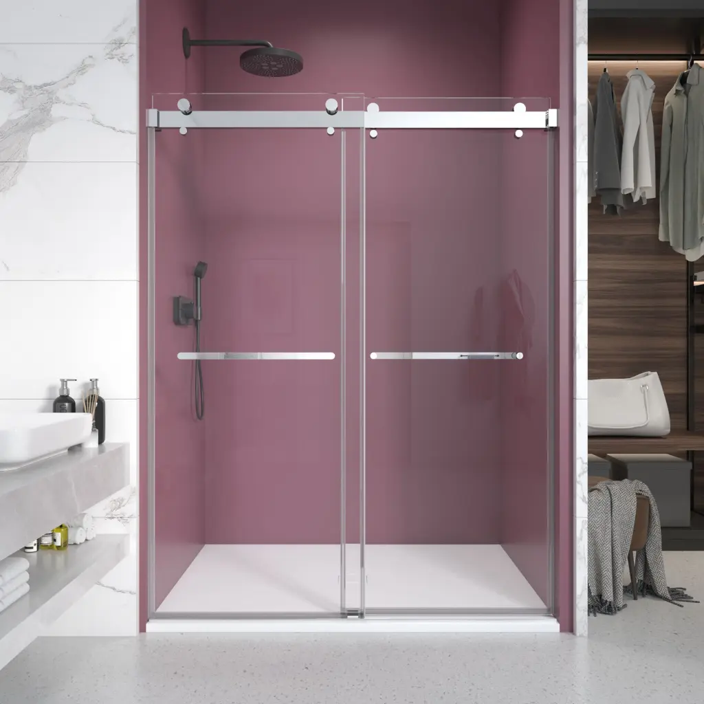 44x48x76 Inch Double Sliding Frameless Shower Door 3/8 Inch Glass innvonitiz showerdoor