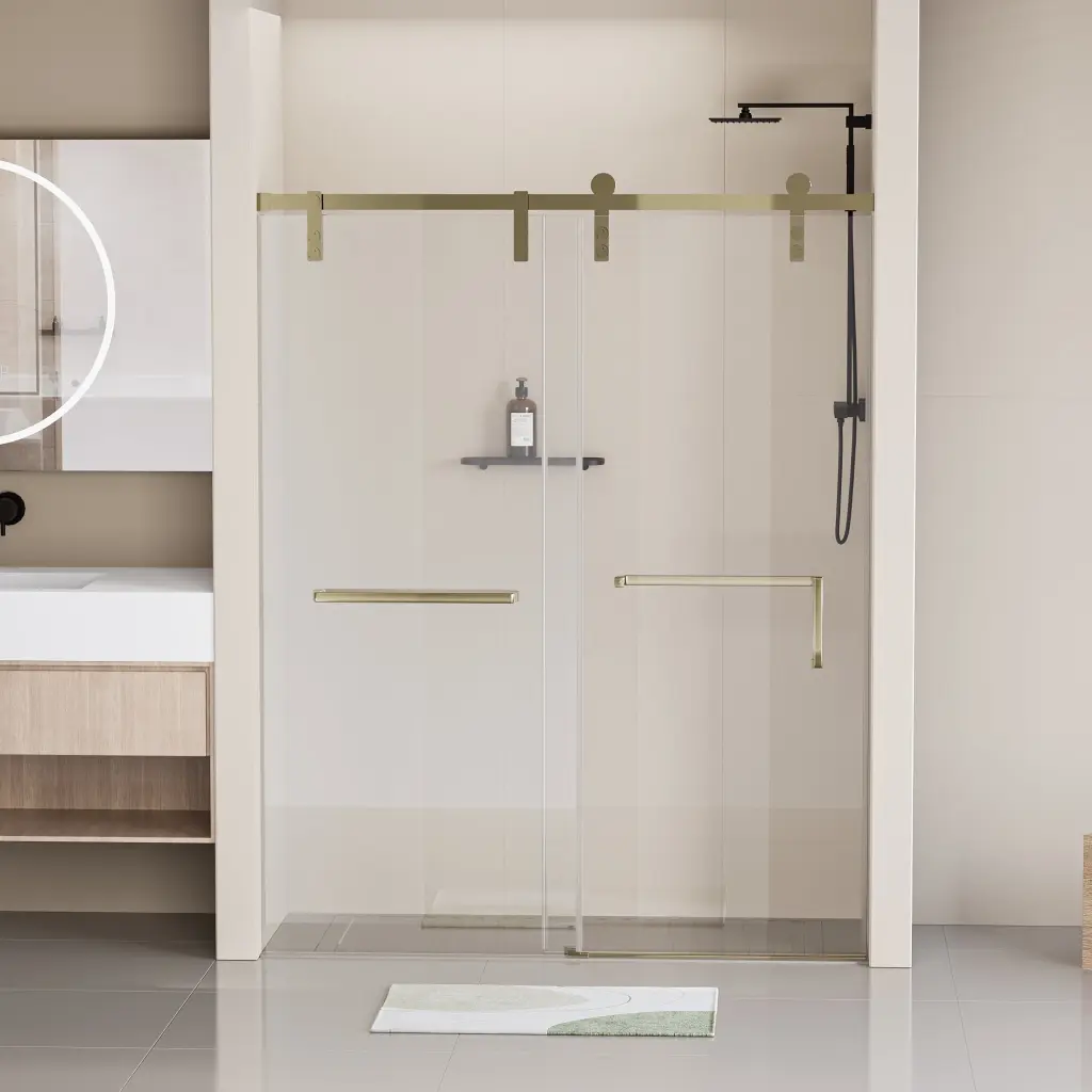 60 Inch Single Sliding Frameless Soft Closing Shower Door bathininc