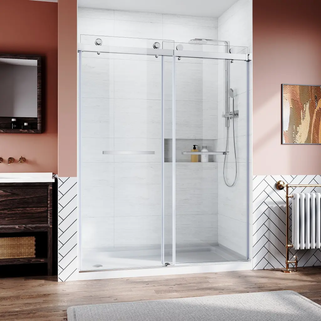 Frameless Sliding Shower Glass Door 56-60 .W x 76 .H 10mm Thick bathstore