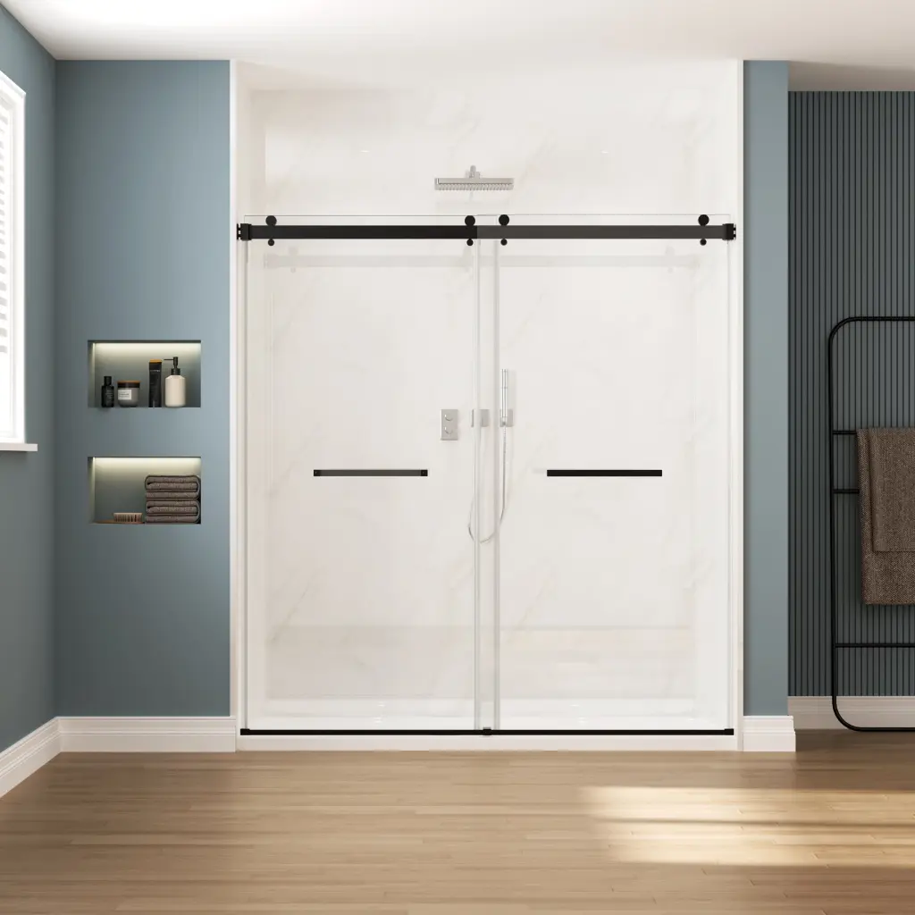 68 to 72 Inch Sliding Frameless Soft Close Shower Door Clear Glass rnb