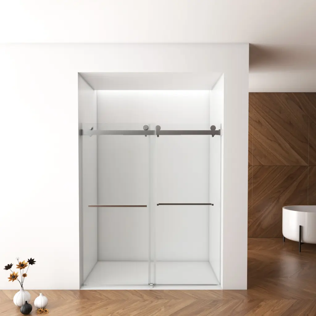 56" 60"W x 70"H Frameless Double Sliding 5/16" 8mm Laminated Glass shower door