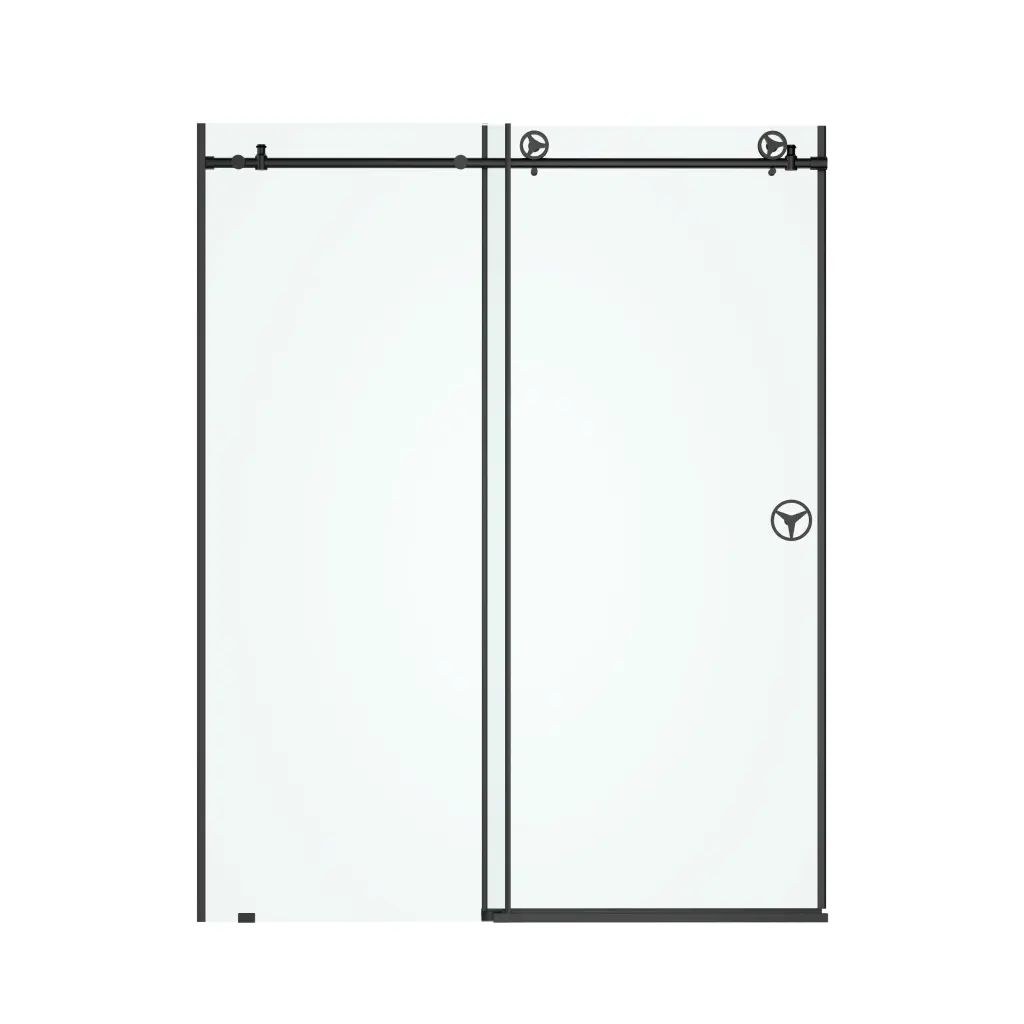 60 Inch Sliding Frameless Shower Door Matte Black w1272-deen