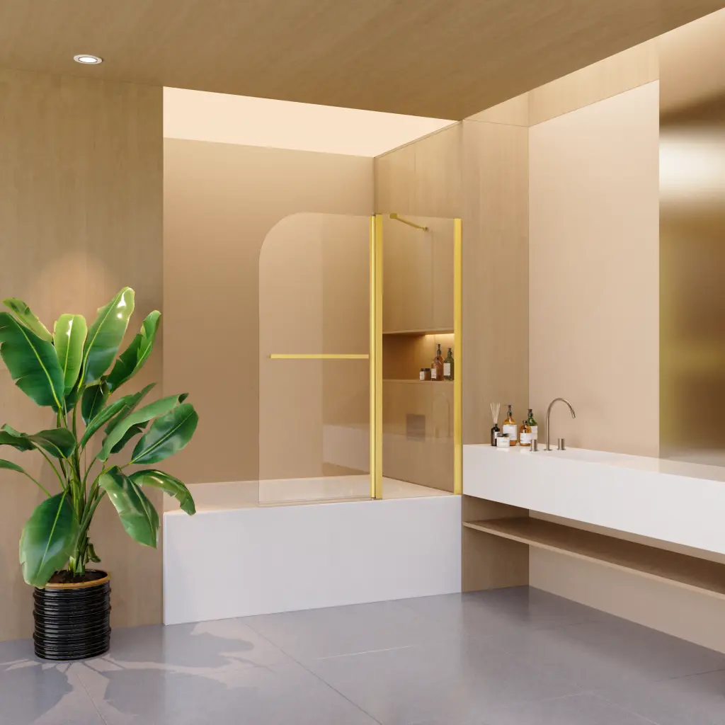 43 Inch Frameless Folding Shower Door Bathtub 1/4 Inch Glass rnb
