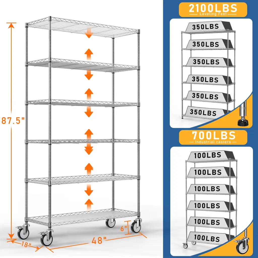 6 Tier Wire Shelving Unit Chrome Iron Freestanding Storage Shelf Home Or Office like it