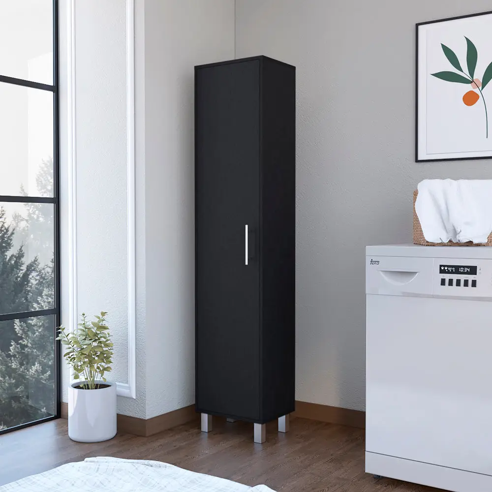 Black Kitchen Storage Cabinet Adjustable Shelves Garage or Pantry treevol furniture
