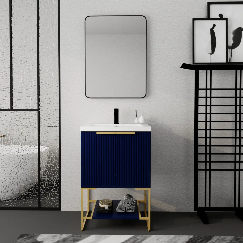 24 Inch Freestanding Bathroom Vanity Resin Basin 24X18 Modern Sink g-lemon