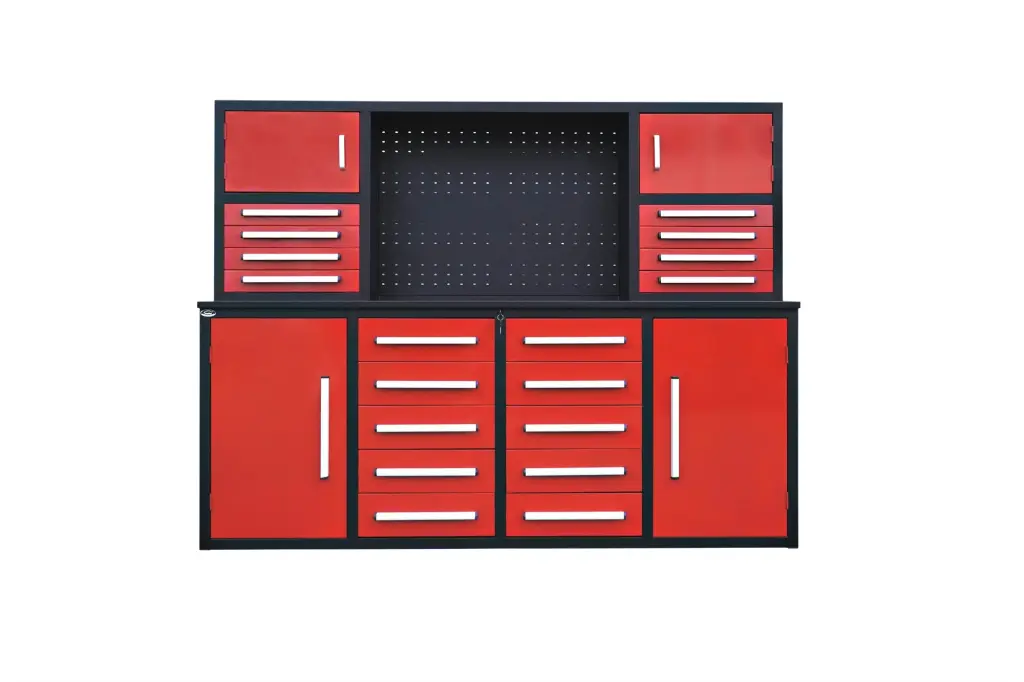 7 Foot Garage Storage Cabinet Workbench 18 Drawers 4 Cabinets Pegboard Organizer chery industrial inc