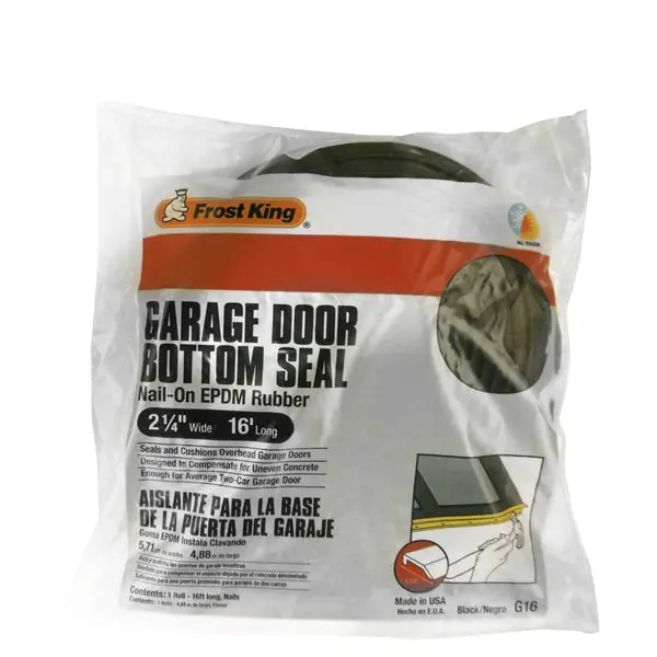 Frost King G16H Nail-On EPDM Rubber Garage Door Bottom Seal Black 2-1/4x16 Feet