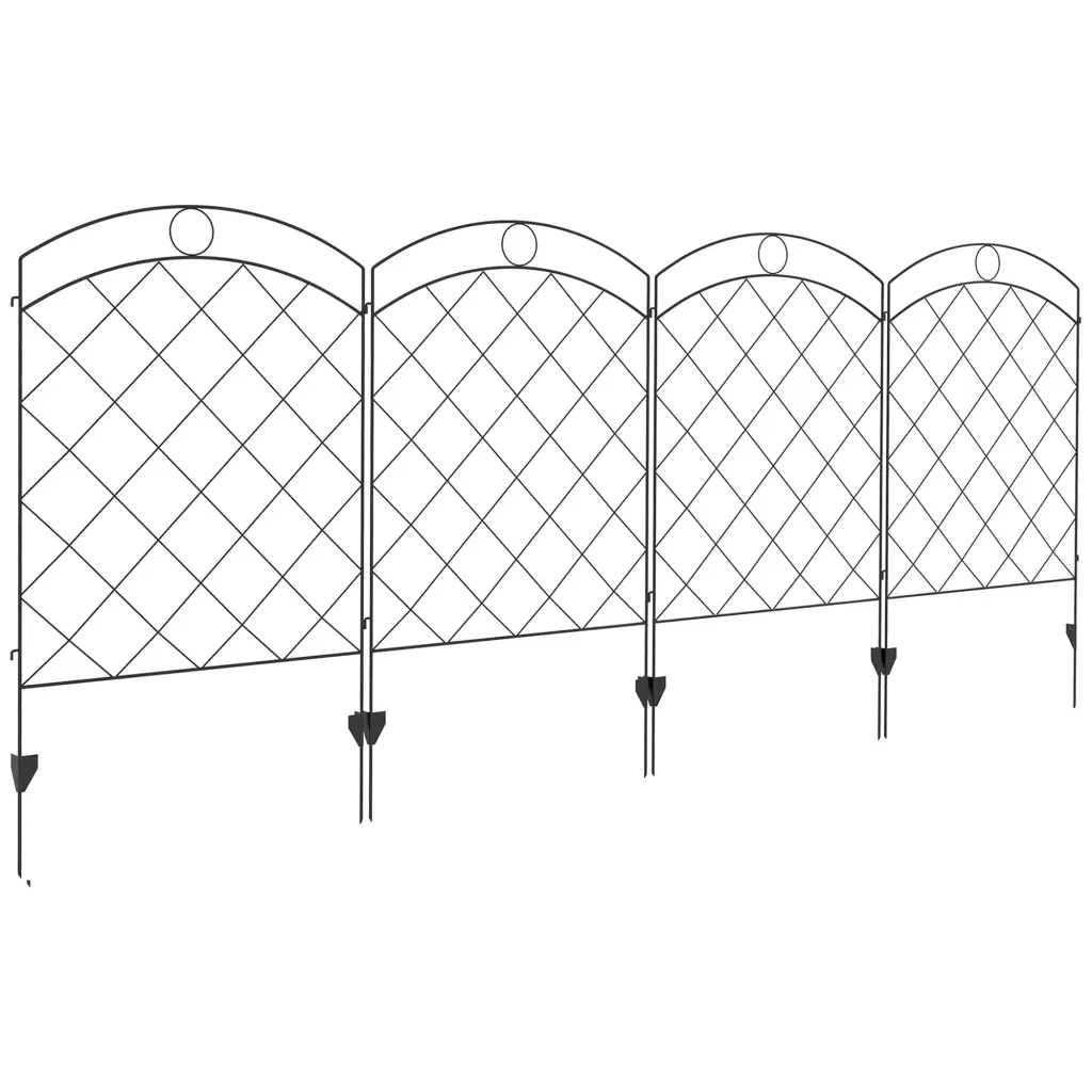 Outsunny 4 Pack Steel Garden Fence Panels 11.4ft L X 43in H Rustproof aosom business