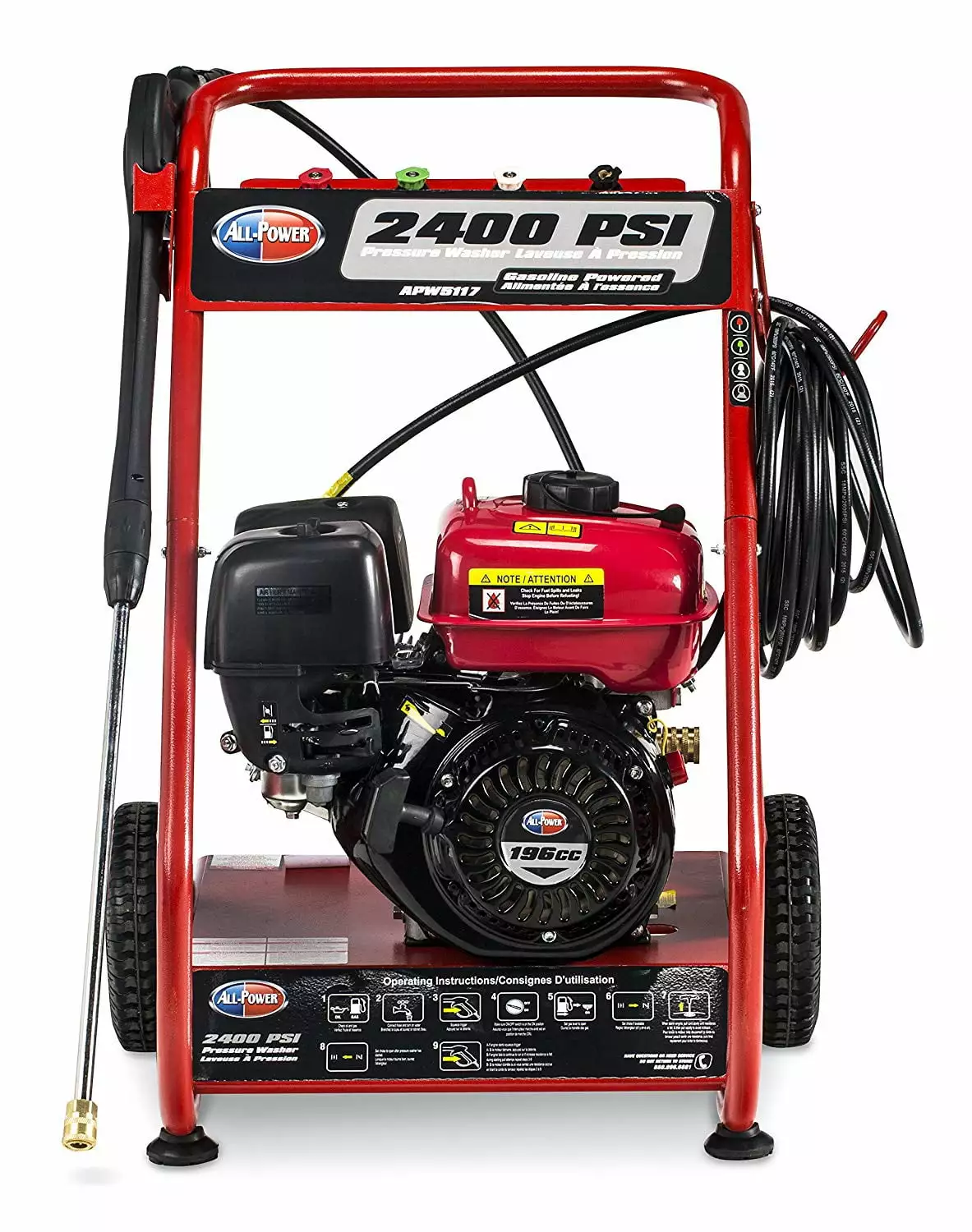 All Power 2400 PSI 1.8 GPM Gas Pressure Washer Vehicles and Outdoor Cleaning. APW5117 All-Power
