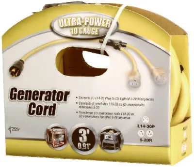 Coleman Cable 01934-88-02 3 Feet Generator Cord and Adapter Weather Resistant