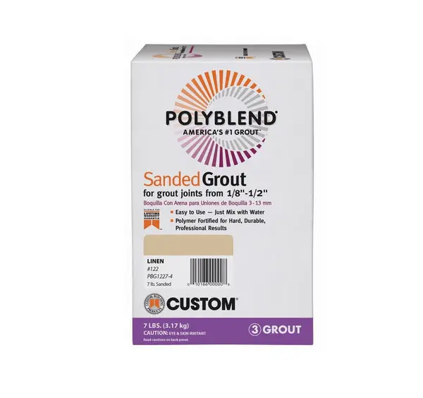 Custom Building Products PBG1227-4 Polyblend Sanded Grout Linen 7 Lb Tile Grout Floor and Wall Applications